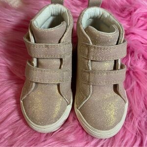 Beige sparkle velcro sneakers